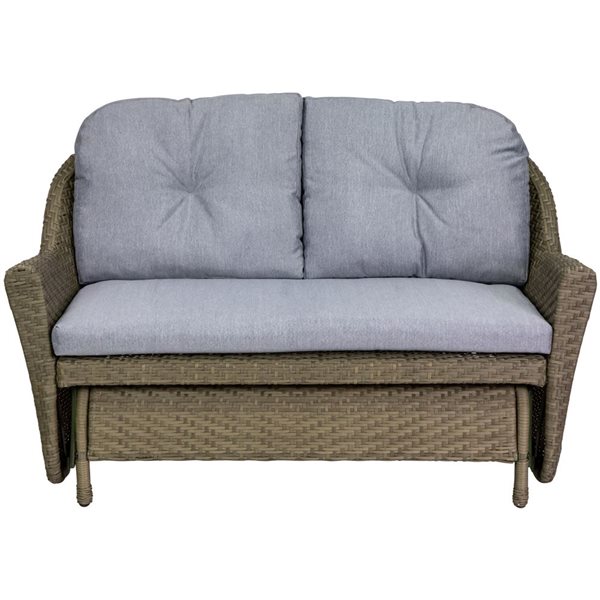 Northlight 46-in Taupe Gray Resin Wicker Deep Seated Double Glider with Gray Cushions