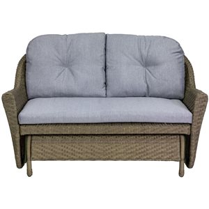 Northlight 46-in Taupe Gray Resin Wicker Deep Seated Double Glider with Gray Cushions