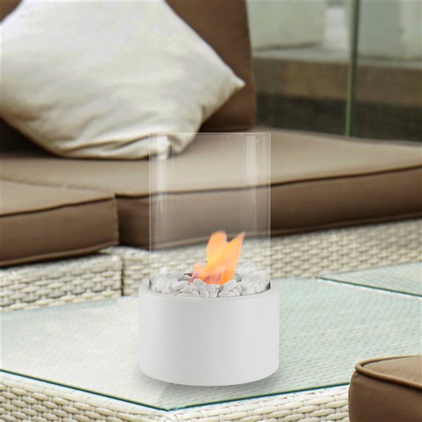 Northlight 10.5-in 1167-BTU Bio Ethanol Round Portable Tabletop Fireplace with White Base