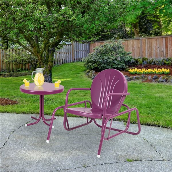 Northlight Outdoor Retro Metal Tulip Glider Patio Chair Purple