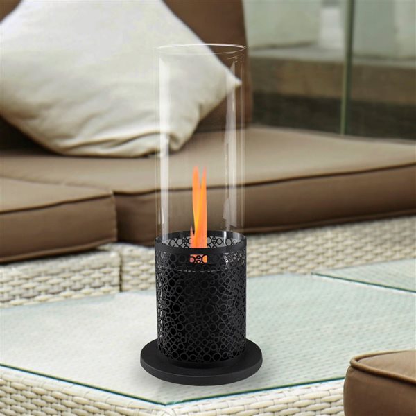 Northlight 19.75-in Bio Ethanol Round Portable Tabletop Fireplace with Black Decorative Base