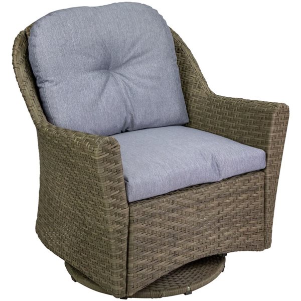 Northlight 34-in Gray Resin Wicker Deep Seated Glider Chair with Gray Cushions