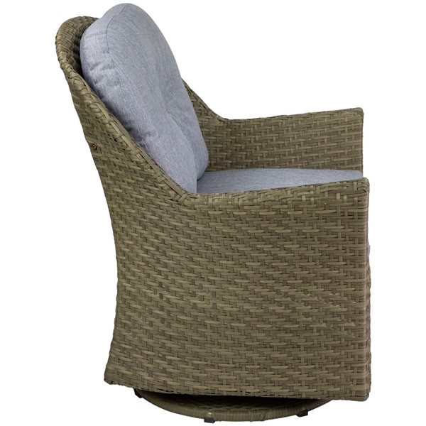 Northlight 34-in Gray Resin Wicker Deep Seated Glider Chair with Gray Cushions