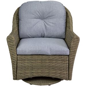 Northlight 34-in Gray Resin Wicker Deep Seated Glider Chair with Gray Cushions