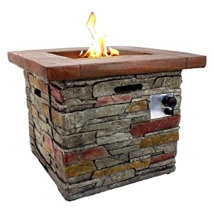 Northlight 30.25-in 40 000-BTU Classic Stone Square Gas Fire Pit