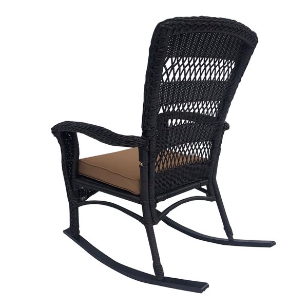 Northlight 42-in Dark Brown Resin Wicker Rocker Chair with Cushion