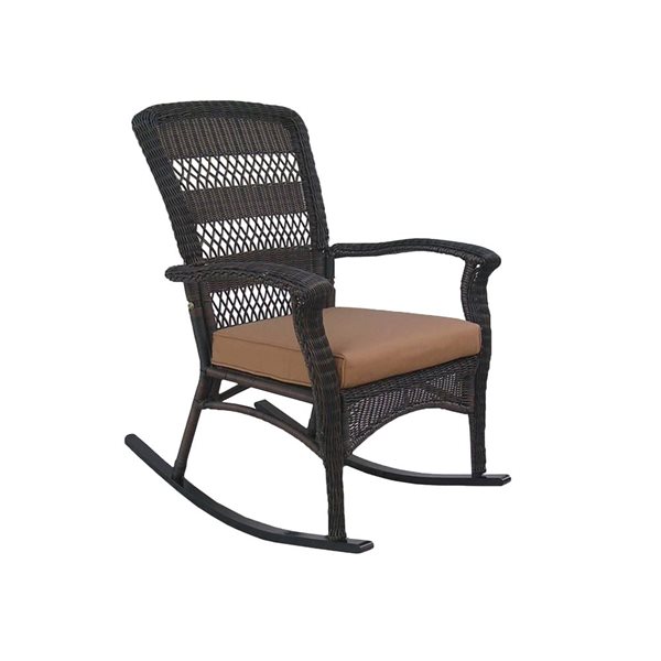 Northlight 42-in Dark Brown Resin Wicker Rocker Chair with Cushion