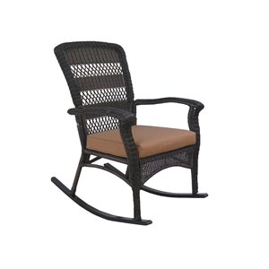 Northlight 42-in Dark Brown Resin Wicker Rocker Chair with Cushion