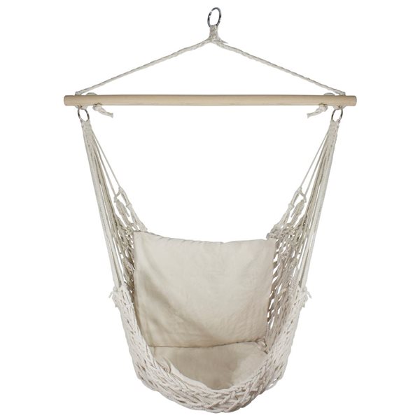 Northlight 46-in Macrame Hammock Chair with Cream Cushion