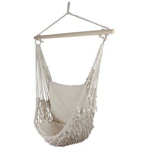 Northlight 46-in Macrame Hammock Chair with Cream Cushion