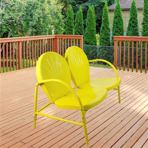 Northlight 47-in Outdoor Retro Tulip Loveseat, Yellow