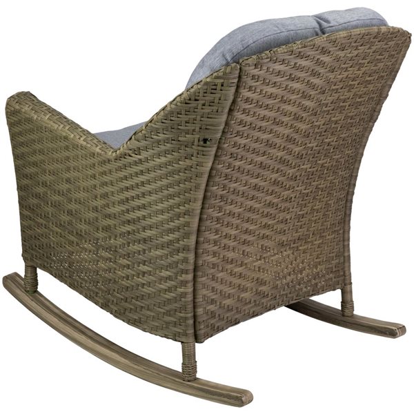 Northlight 34-in Gray Resin Wicker Deep Seated Rocker Chair with Gray Cushions