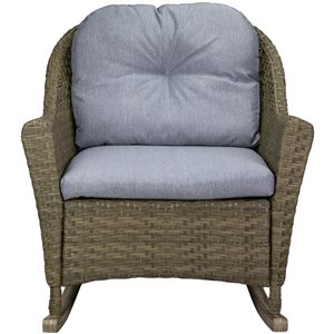 Northlight 34-in Gray Resin Wicker Deep Seated Rocker Chair with Gray Cushions