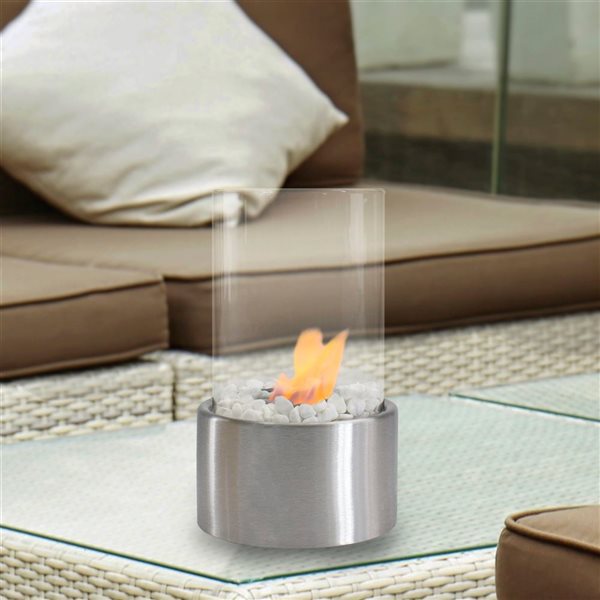 Northlight 10.5-in 1167-BTU Bio Ethanol Round Portable Tabletop Fireplace with Silver Base