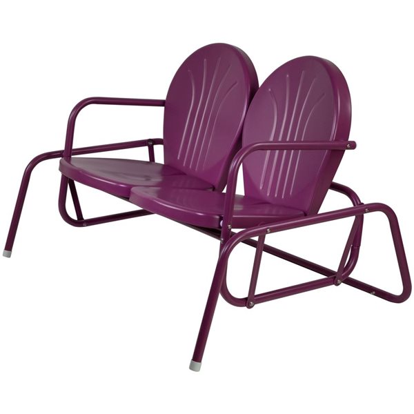 Northlight 2-Person Outdoor Retro Metal Tulip Double Glider Patio Chair, Purple