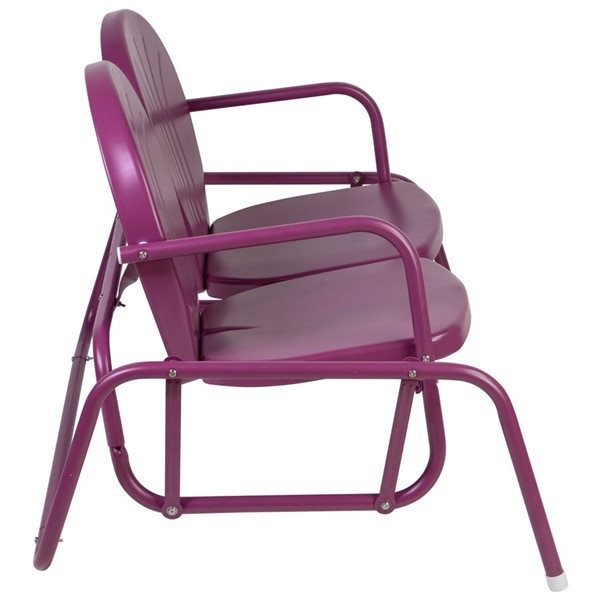 Northlight 2-Person Outdoor Retro Metal Tulip Double Glider Patio Chair, Purple