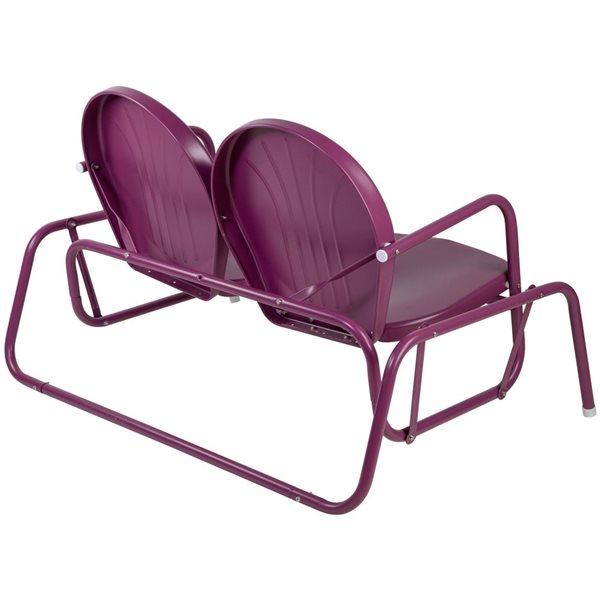 Northlight 2-Person Outdoor Retro Metal Tulip Double Glider Patio Chair, Purple