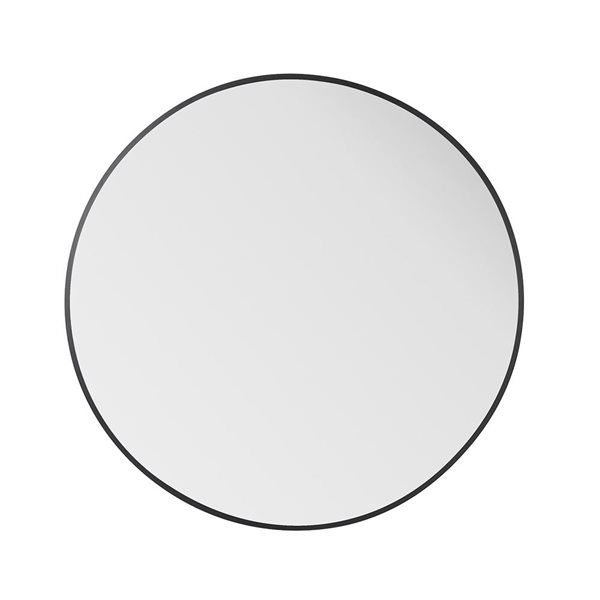 Miroir rond Sadie de GEF à cadre en aluminum noir 28 x 28 po