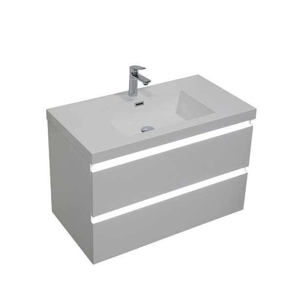 GEF Giselle 36-in Glossy White Single Sink Wall-mount Vanity with Glossy White Acrylic Top