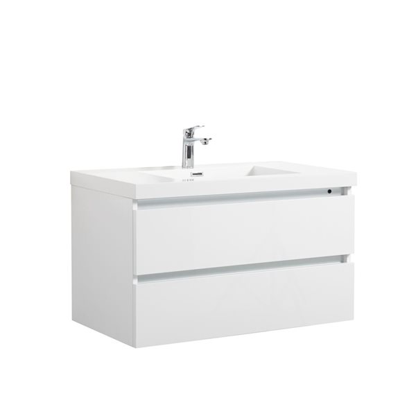 GEF Giselle 36-in Glossy White Single Sink Wall-mount Vanity with Glossy White Acrylic Top