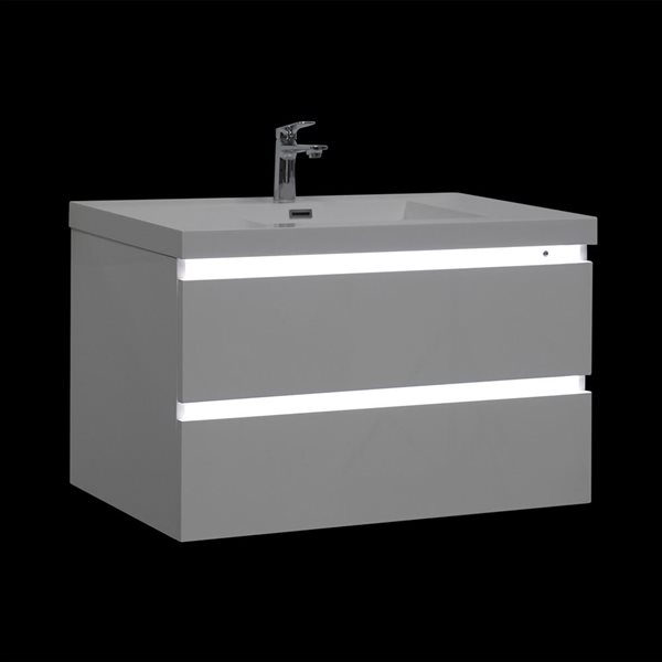 GEF Giselle 36-in Glossy White Single Sink Wall-mount Vanity with Glossy White Acrylic Top