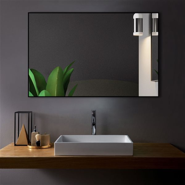 Miroir rectangle Sadie de GEF à cadre en aluminium noir 40 x 30 po