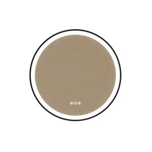 GEF Cecilia 24-in x 24-in LED Matte Black Metal Framed Round Mirror