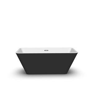 GEF Hope-T 30-in x 60-in Black and White Acrylic Rectangular Stackable Freestanding Bathtub