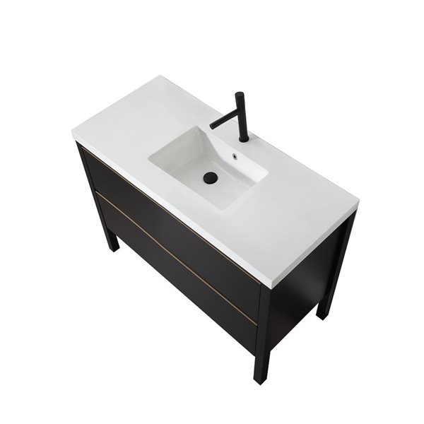 GEF Sloane 48-in Black Single Sink Freestanding Vanity with White Quartz Top