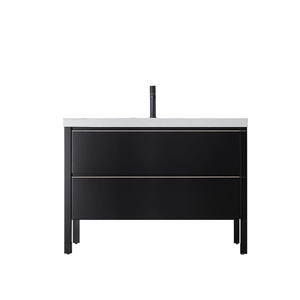 GEF Sloane 48-in Black Single Sink Freestanding Vanity with White Quartz Top