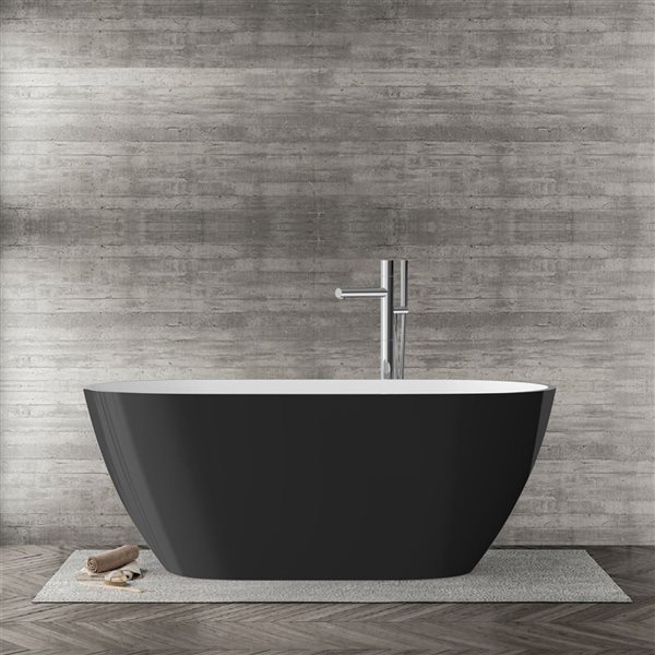 Bain ovale Lola-T de GEF empilable en acrylique blanc et noir 29 x 67 po