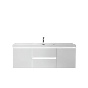 Meuble-lavabo simple mural Giselle GEF blanc lustré à comptoir d'acrylique blanc lustré 48 po