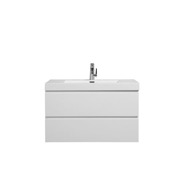 GEF Almere 36-in White Single Sink Freestanding Vanity with White Polymarble Top