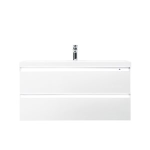 Meuble-lavabo simple mural Giselle GEF blanc lustré à comptoir d'acrylique blanc lustré 42 po