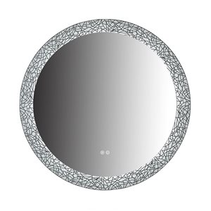 GEF Lexi 32 x 32-in LED Black Aluminum Round Framed Mirror