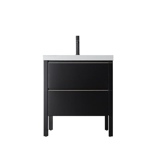 GEF Sloane 30-in Black Single Sink Freestanding Vanity with White Quartz Top