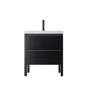 GEF Sloane 30-in Black Single Sink Freestanding Vanity with White Quartz Top