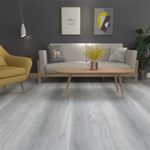 PROTIER Teramo 54-in x 7-in 6 mm Grey SPC Vinyl Click Flooring with Underpad