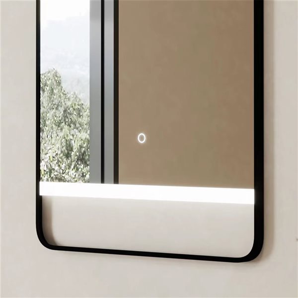 GEF Elsie 24-in x 40-in LED Matte Black Metal Frame Rectangle Mirror