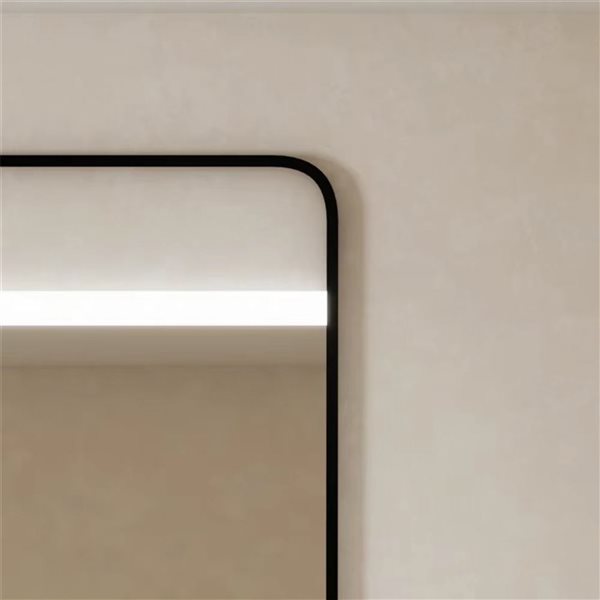 GEF Elsie 24-in x 40-in LED Matte Black Metal Frame Rectangle Mirror