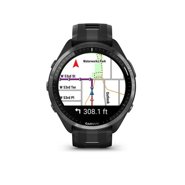 Montre intelligente Garmin Forerunner 965 GPS avec  bracelet en silicone noir/gris