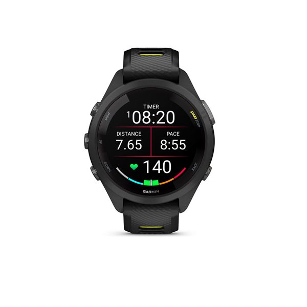 Garmin Forerunner 265S GPS Black Smartwatch with Black/Amp Yellow Silicone Band