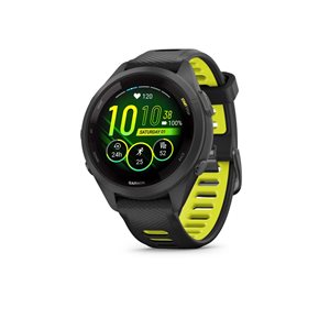 Montre intelligente Garmin Forerunner 265S GPS noire avec bracelet en silicone noir/jaune