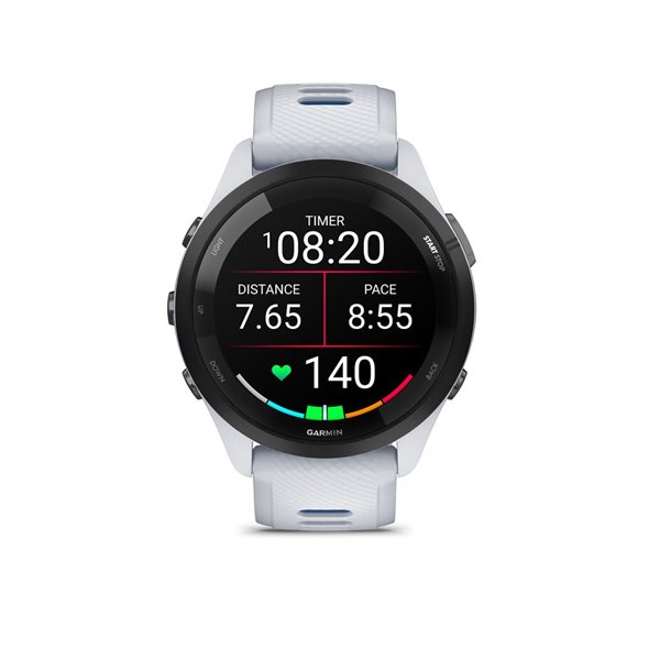 Montre intelligente GPS Garmin Forerunner 265 avec bracelet en silicone blanc/bleu