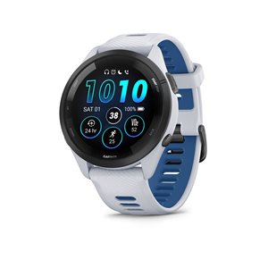 Garmin Forerunner 265 GPS Smartwatch - Whitestone/Tidal Blue Silicone Band
