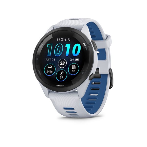 Montre intelligente GPS Garmin Forerunner 265 avec bracelet en silicone blanc/bleu