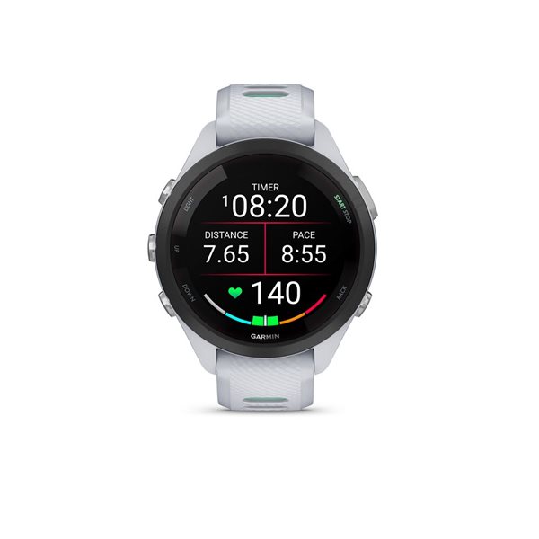 Montre intelligente GPS Garmin Forerunner 265S avec bracelet en silicone blanc/turquoise