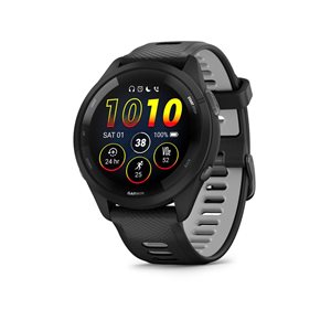 Garmin Forerunner 265 GPS Smartwatch - Black Bezel and Case with Black/Powder Grey Silicone Band
