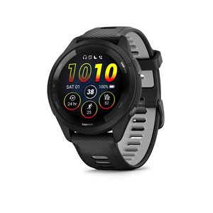 Montre intelligente Garmin Forerunner 265 GPS avec boîtier noirs et bracelet en silicone noir/gris