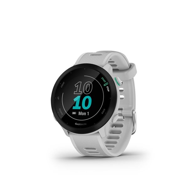 Montre intelligent de course et suivi de la condition physique Garmin Forerunner 55 GPS blanche